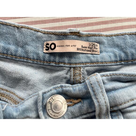 SO Super High Rise 90s Boyfriend Short Cut-off size 1 denim summer juniors - Picture 3 of 6